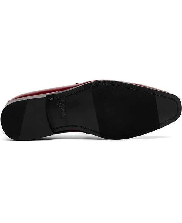 Stacy Adams Men's Spratley Moc Toe Saddle Slip On Loafer  Burgundy Size 9.5