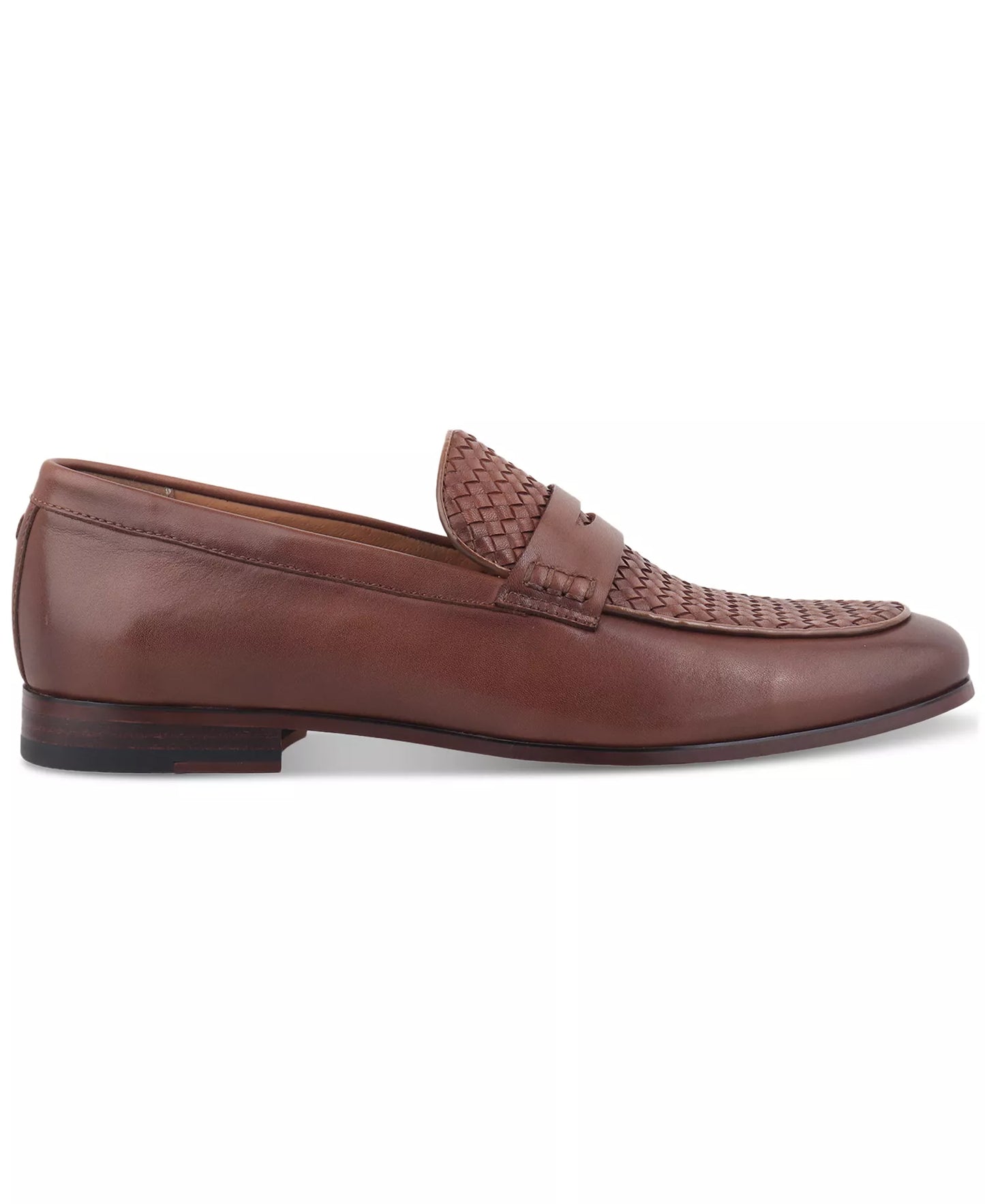 Bar III Men's Beau Basketweave Apron Toe Penny Loafers  Brown Sm Size 10.5