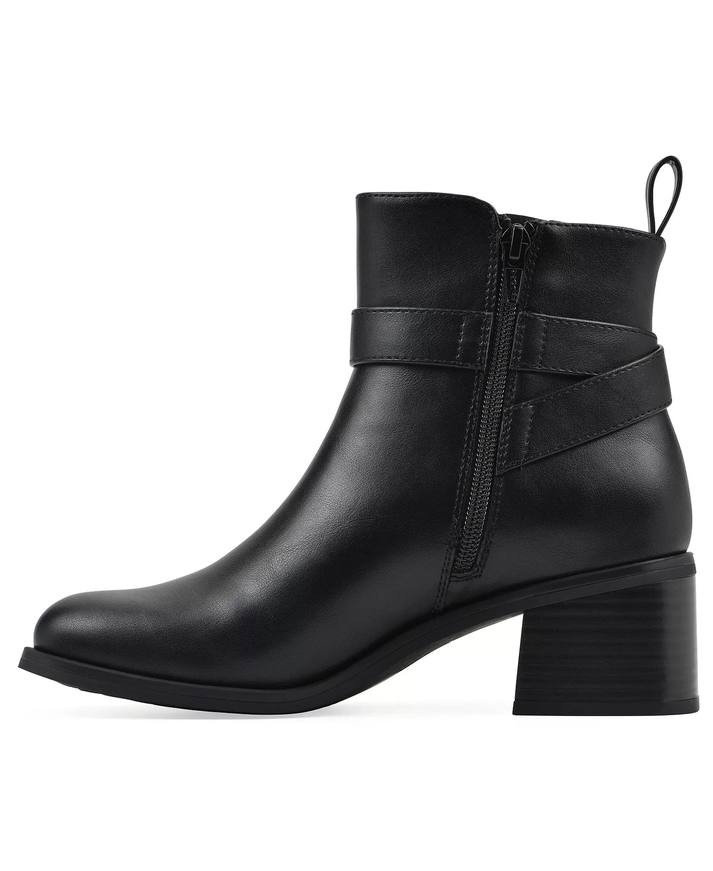 White Mountain Women's Narrows Heeled Booties  Black Burnished Smooth Size 7.5