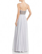 Aqua Women’s Embellished Slit Formal Dress  Color Silver Size 4
