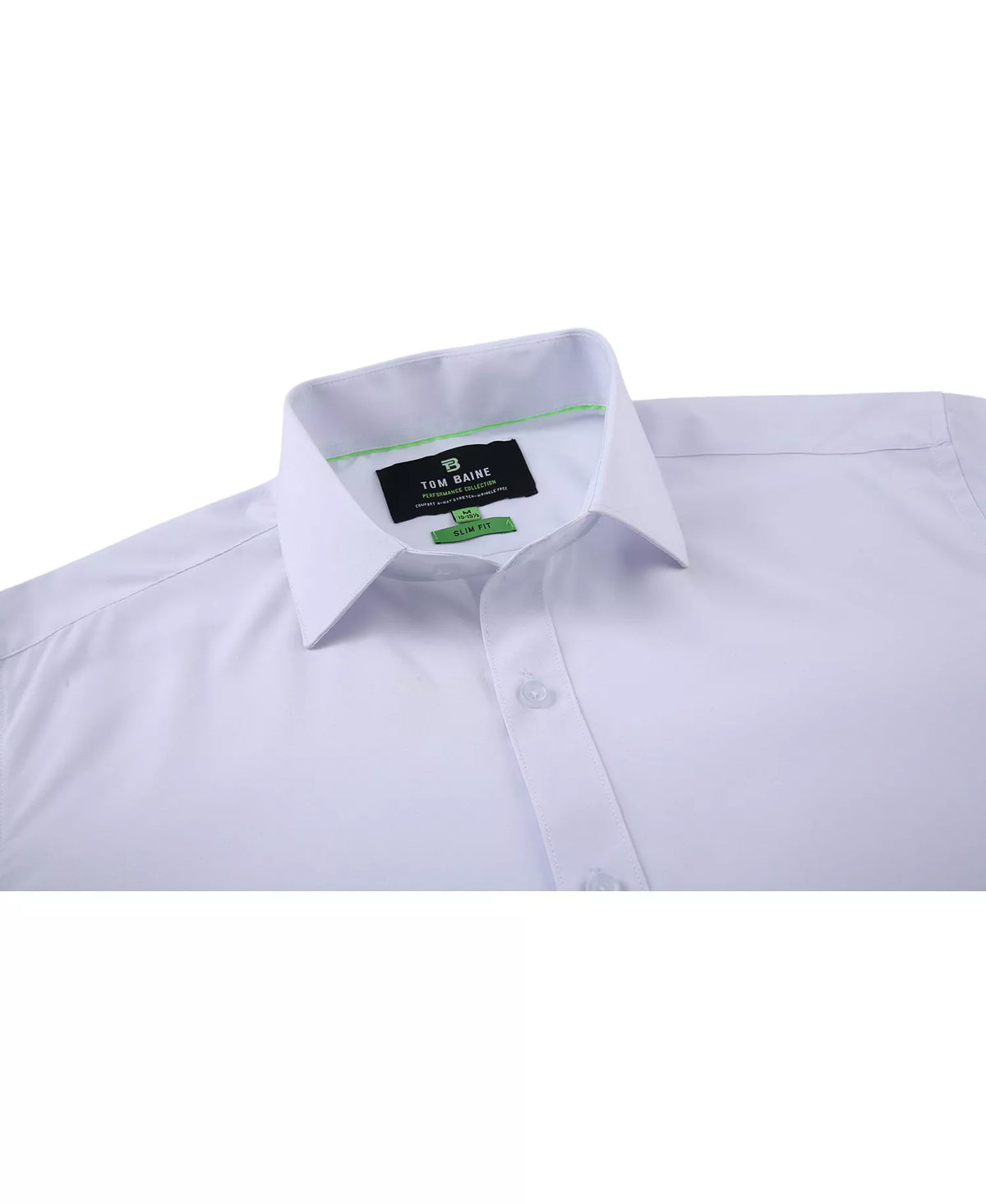 Tom Baine Men's Slim-Fit Four-Way Stretch Dress Shirt  White Size M