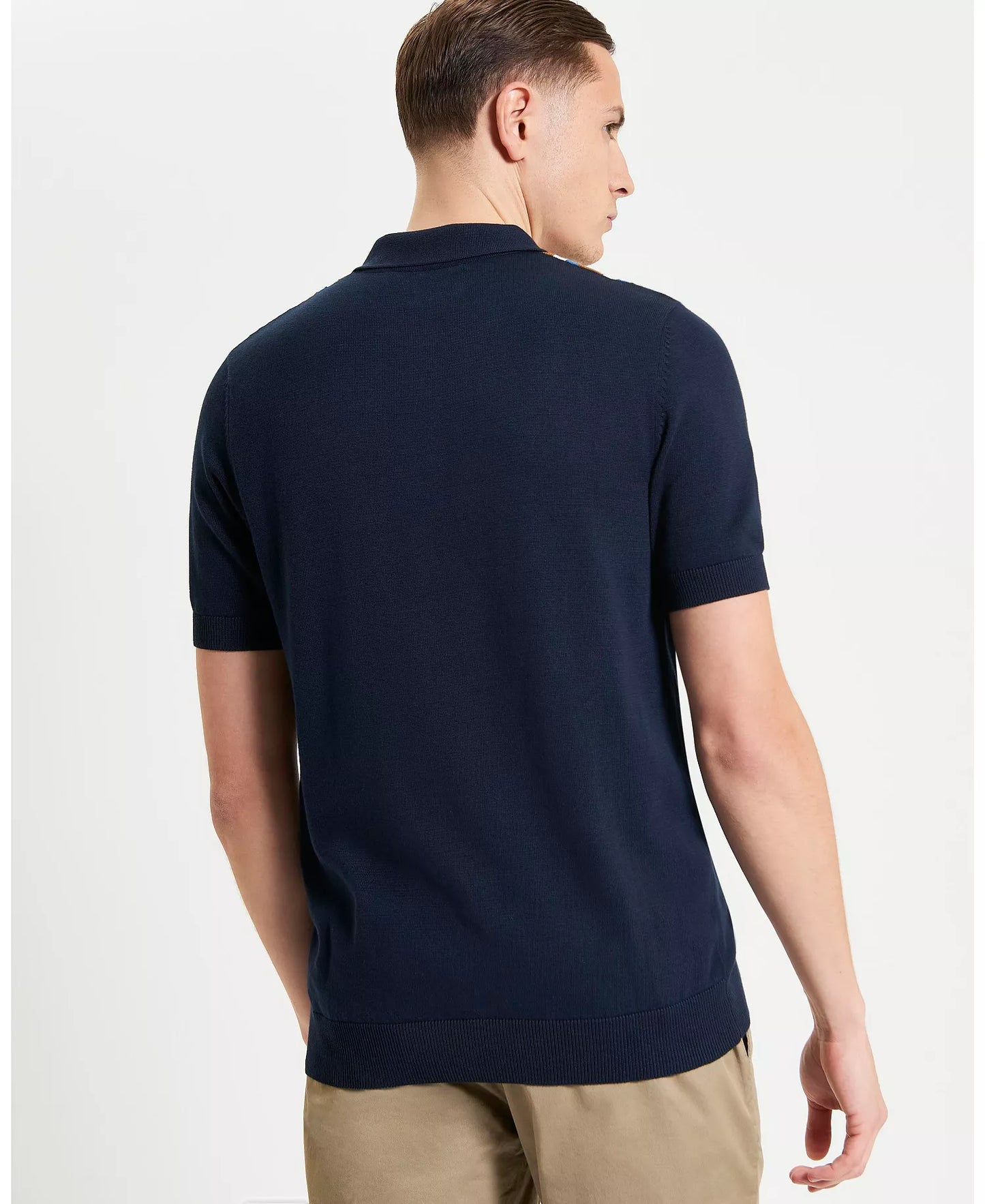 Ben Sherman Men's Vertical Stripe Short Sleeve Polo Shirt   Dark Navy Size M