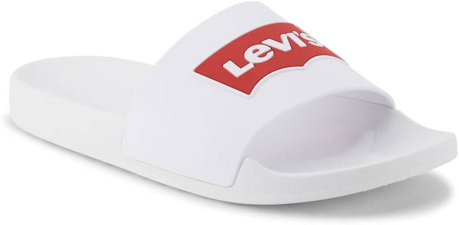 Levi's Men's Batwing-Logo Slides  White Size 10