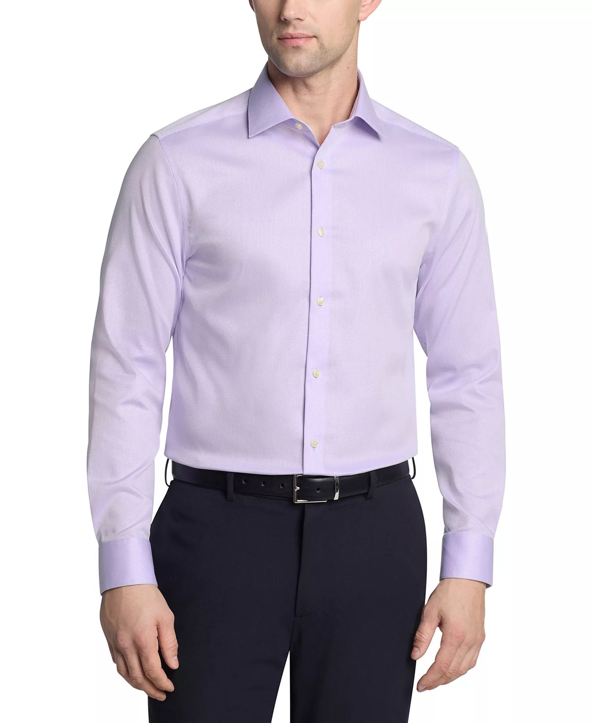 Calvin Klein STEEL+ Men's Regular-Fit Stretch Solid Dress Shirt  Lilac 16.5 32/33