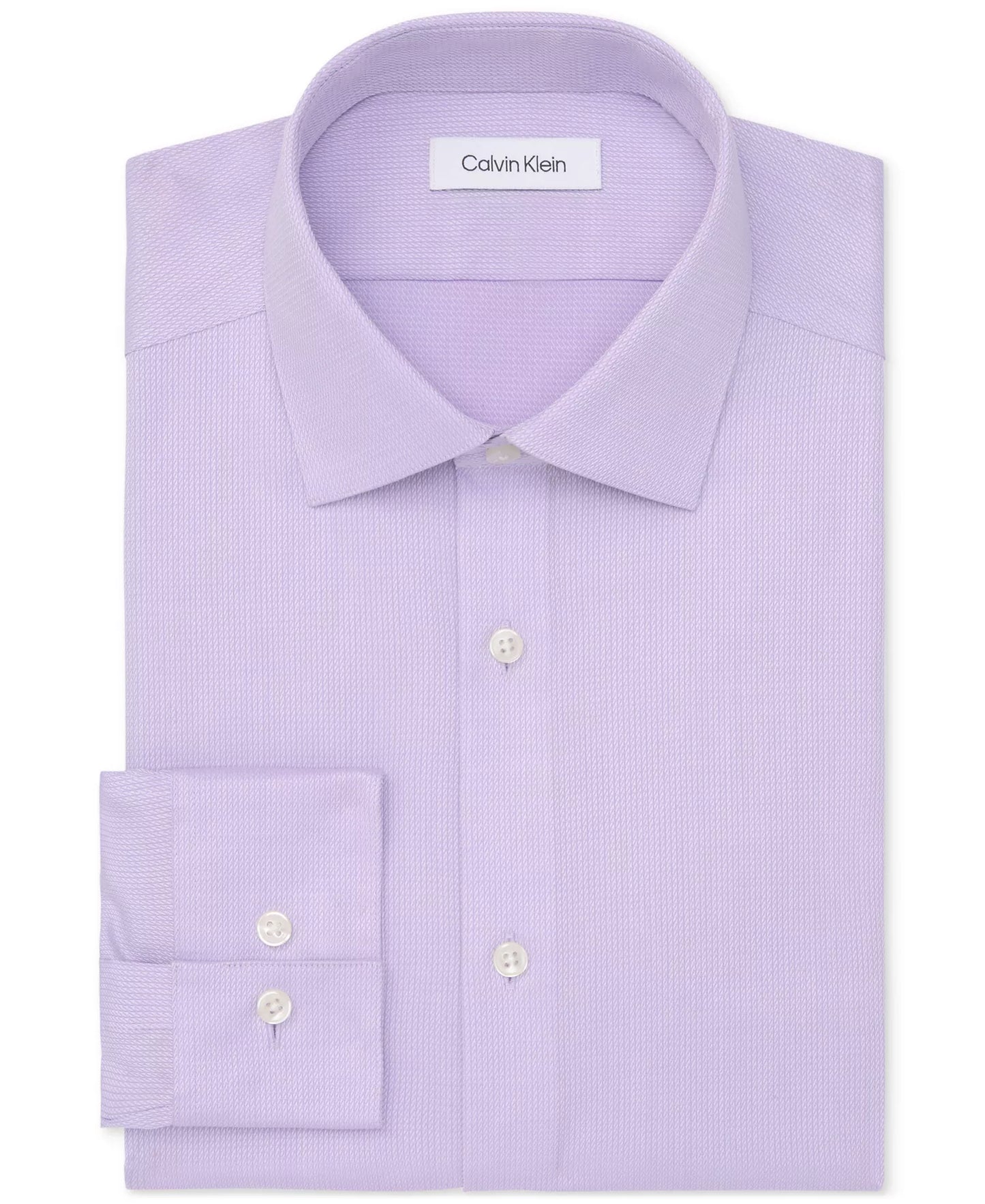 Calvin Klein STEEL+ Men's Regular-Fit Stretch Solid Dress Shirt  Lilac 16.5 32/33