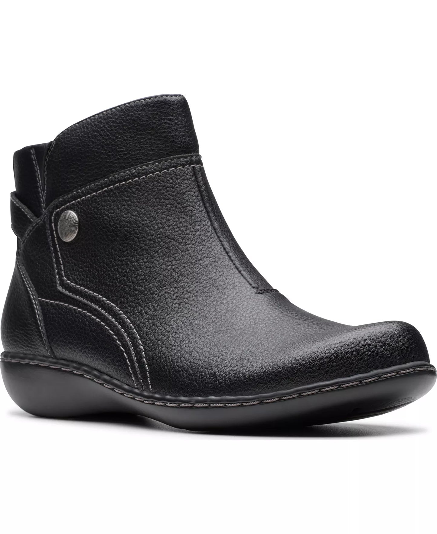 Clarks Women's Collection Ashland Mabel Flat Boots  Black Tumbled Size 6W