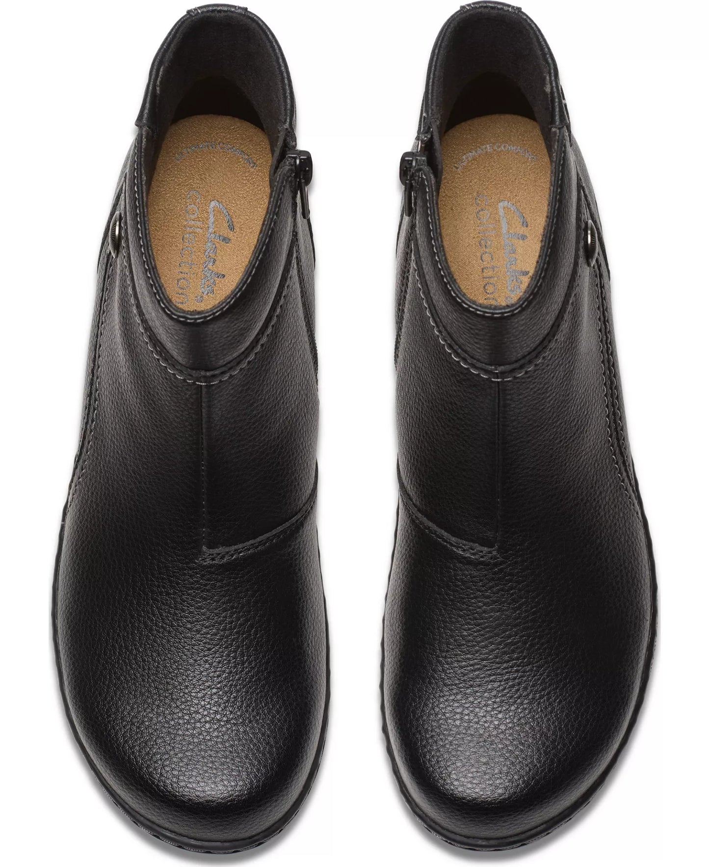 Clarks Women's Collection Ashland Mabel Flat Boots  Black Tumbled Size 6W