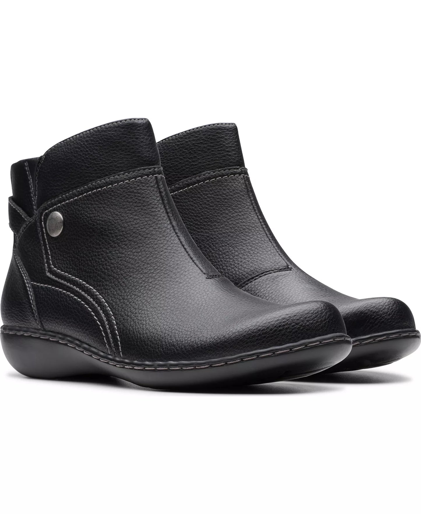 Clarks Women's Collection Ashland Mabel Flat Boots  Black Tumbled Size 6W