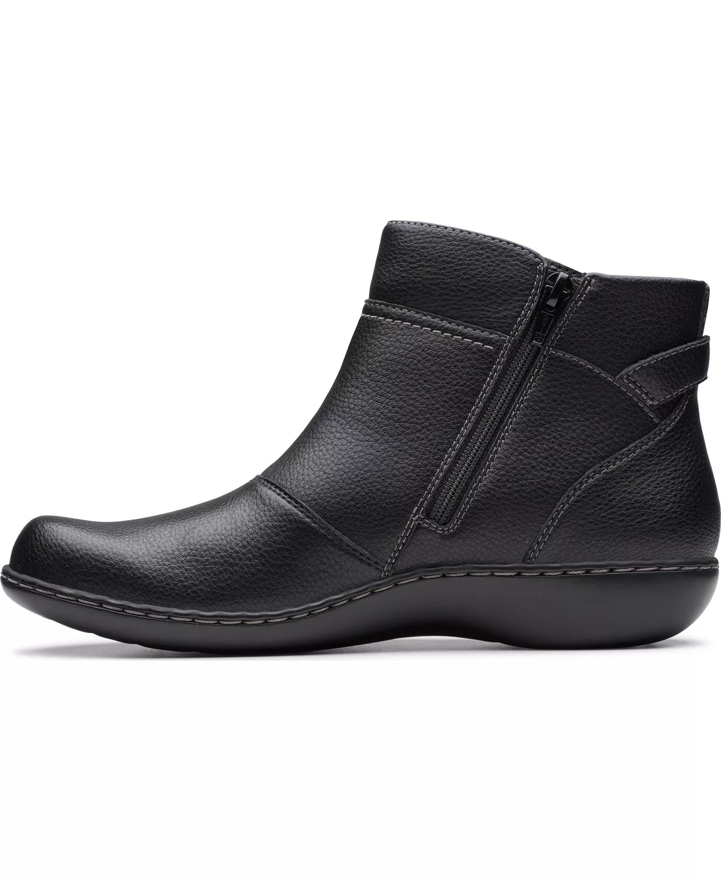 Clarks Women's Collection Ashland Mabel Flat Boots  Black Tumbled Size 6W