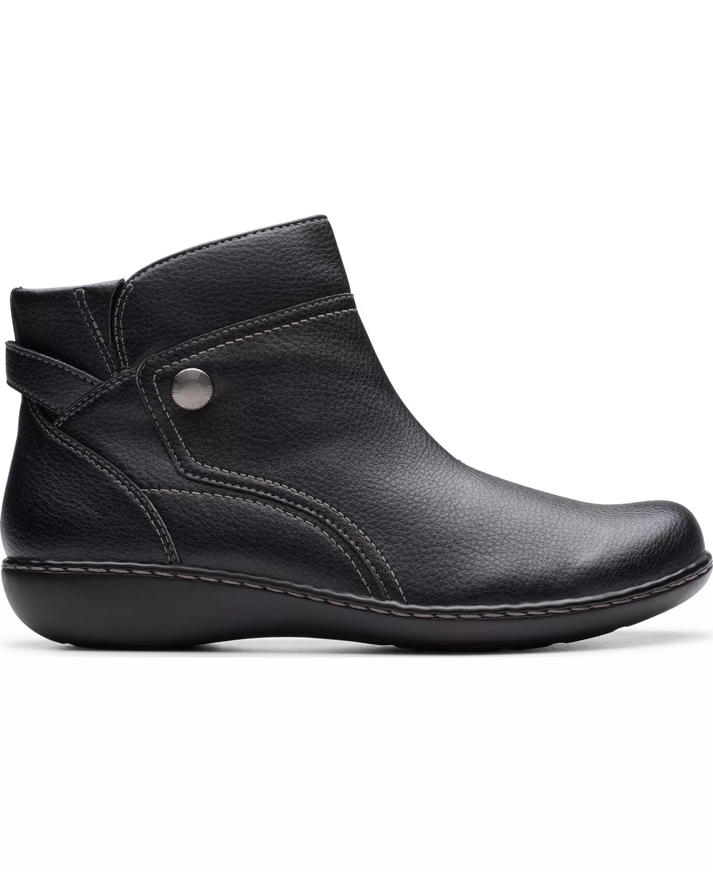 Clarks Women's Collection Ashland Mabel Flat Boots  Black Tumbled Size 6W