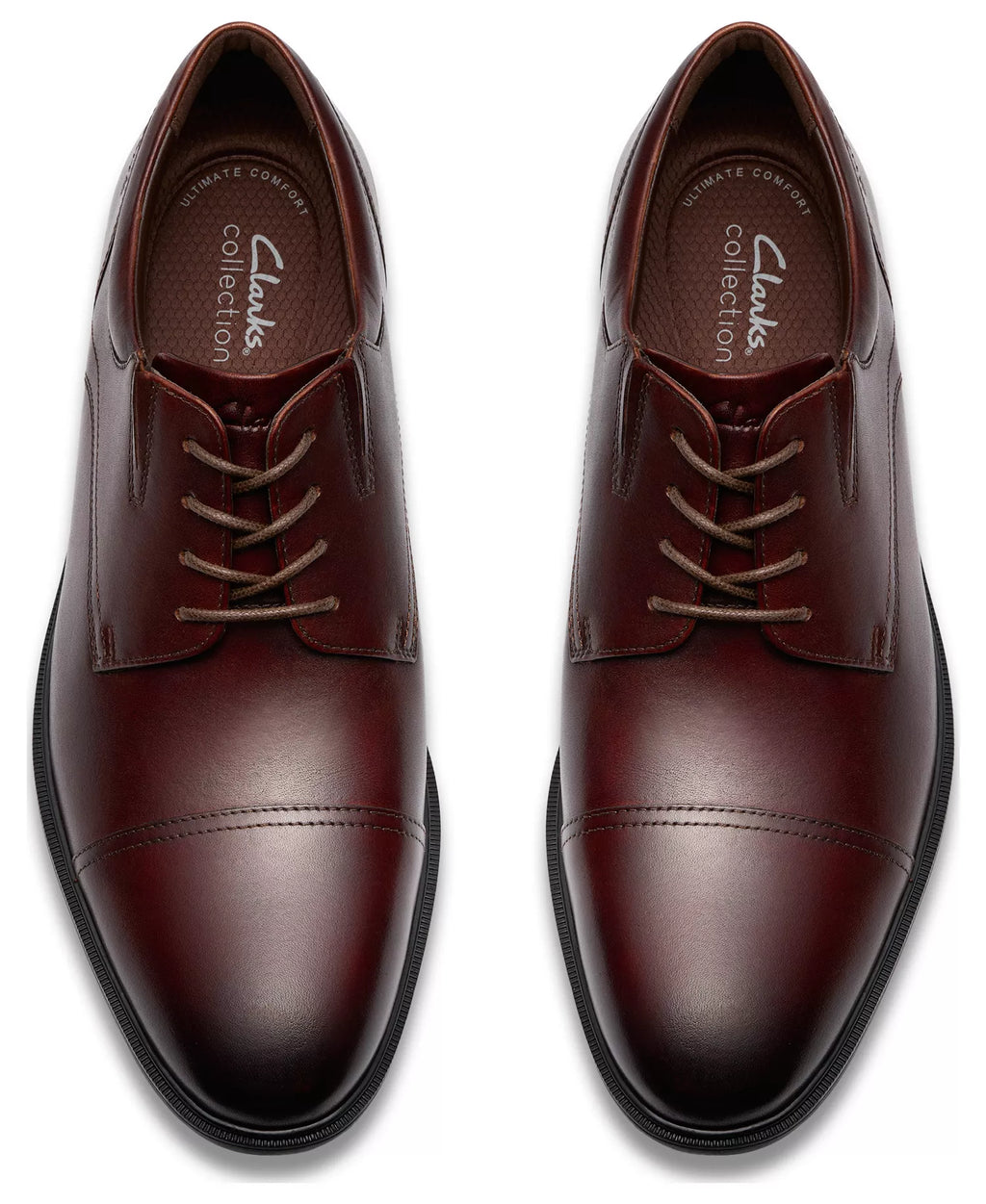 Clarks Men's Steadwell Cap Dress Shoes  Mahogany Leather Size 10.5