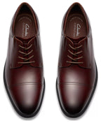 Clarks Men's Steadwell Cap Dress Shoes  Mahogany Leather Size 10.5