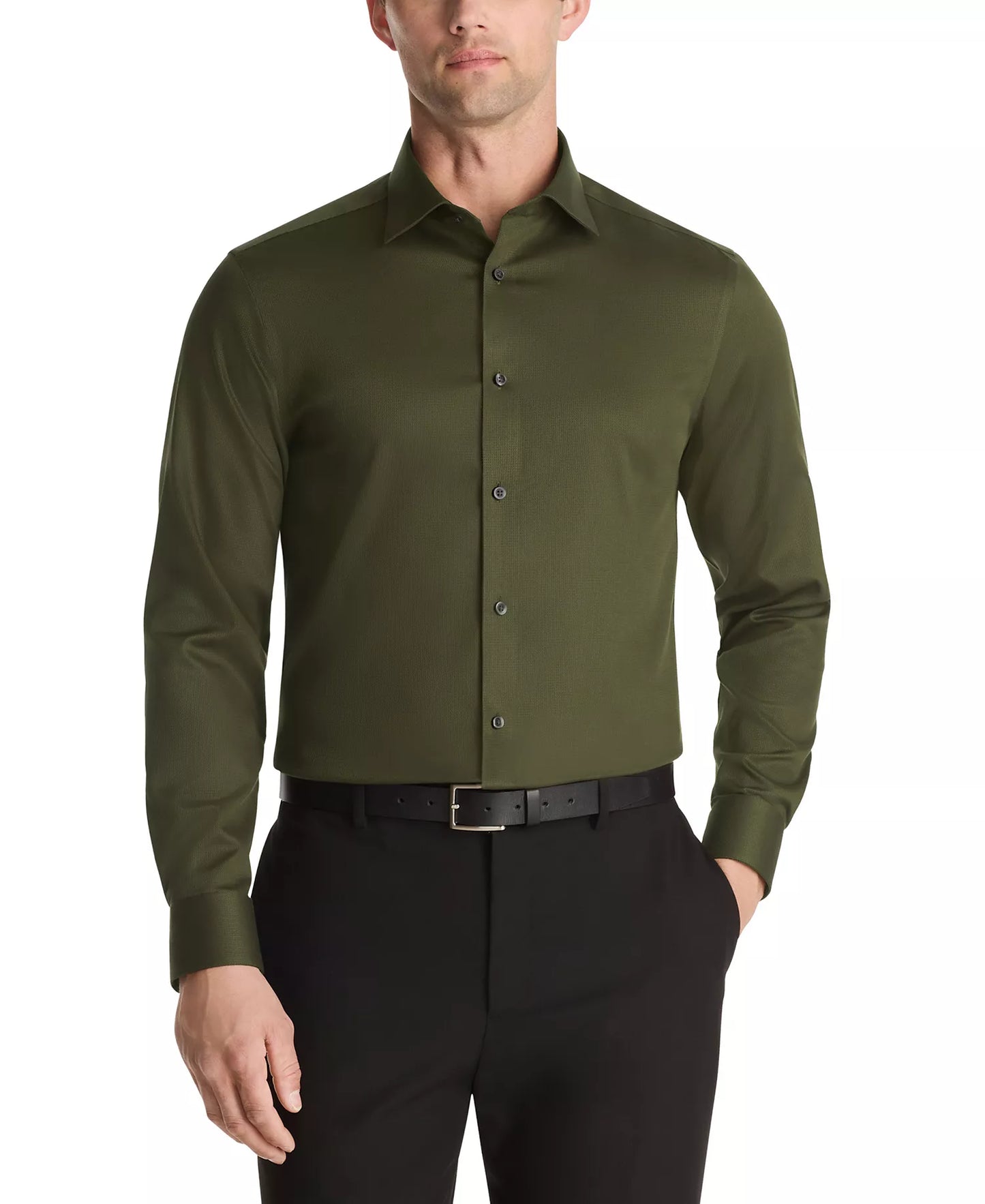 Calvin Klein STEEL+ Men's Slim Fit Dress Shirt  Forest 16.5 34/35