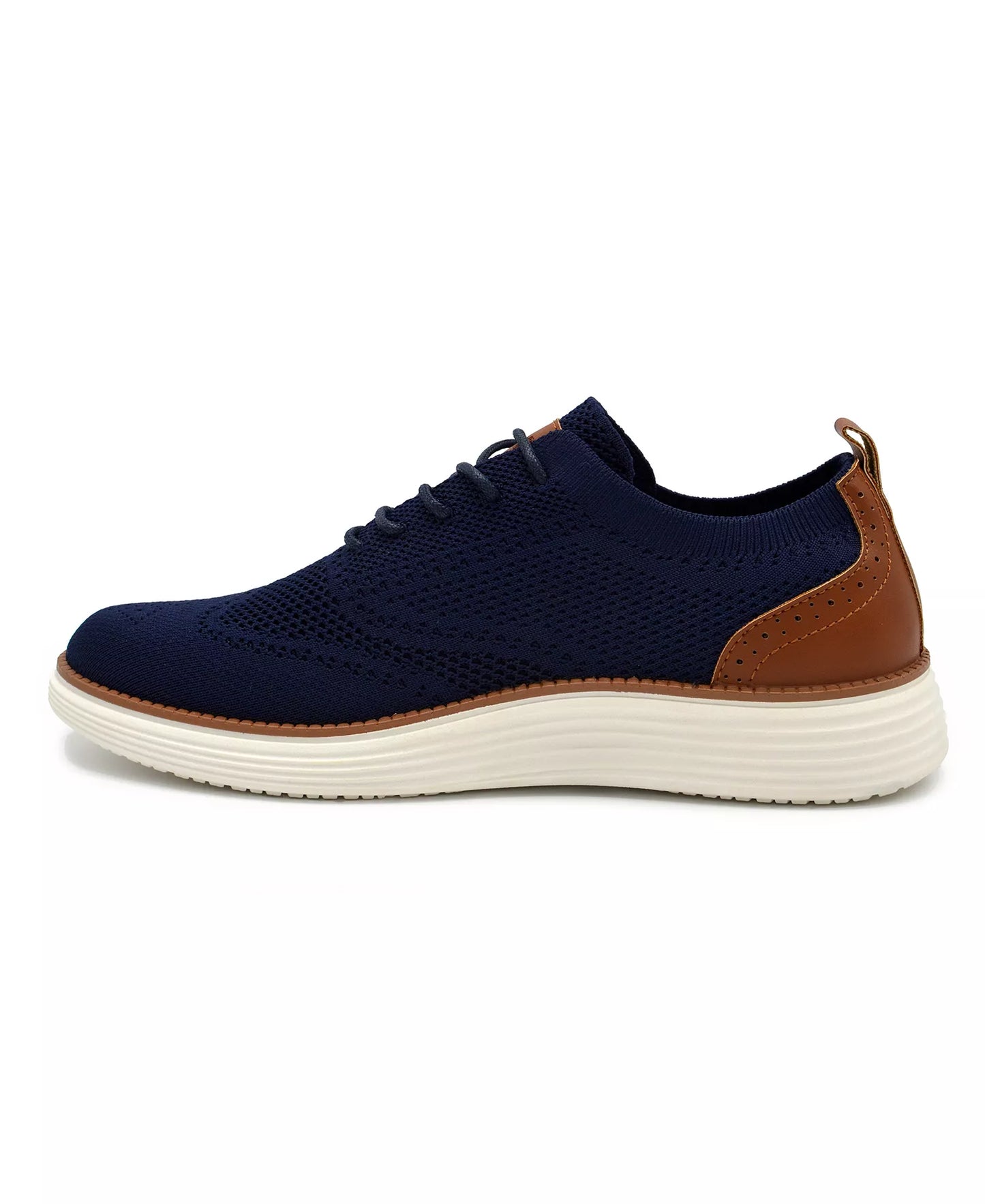 Akademiks Men's Olney Wingtip Knit Oxford Shoes  Navy Size 8
