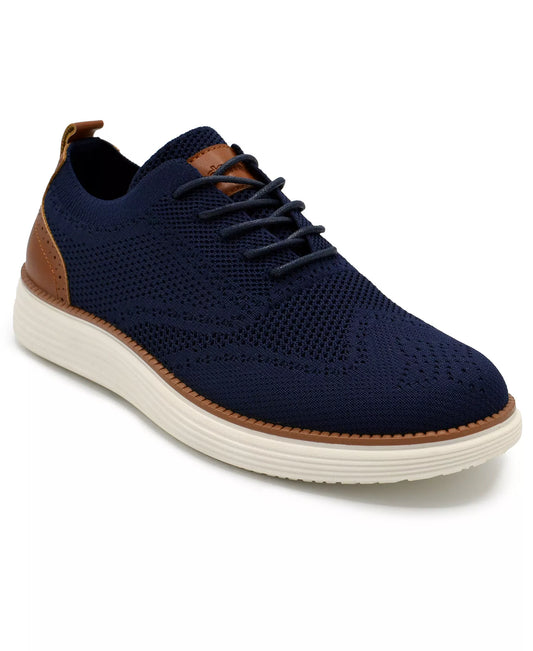 Akademiks Men's Olney Wingtip Knit Oxford Shoes  Navy Size 8