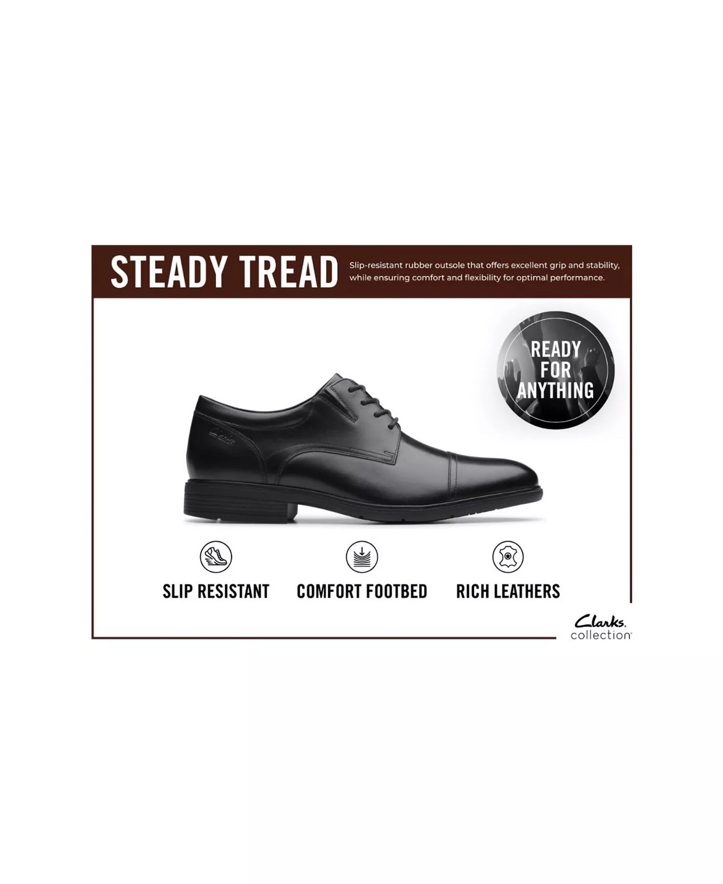 Clarks Men's Steadwell Bit Slip On Loafers  Black Leather Size 10.5