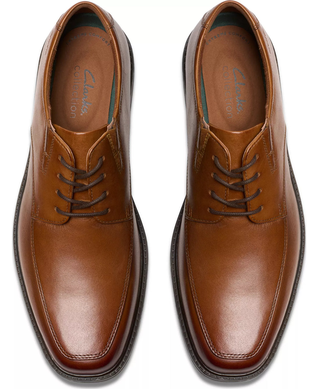 Clarks Men's Cosgrove Apron Dress Shoes  Dark Tan Leather Size 8W