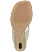 Nine West Women's Presa Square Toe Slip-On Wedge Sandals  White/Gold Size 7.5