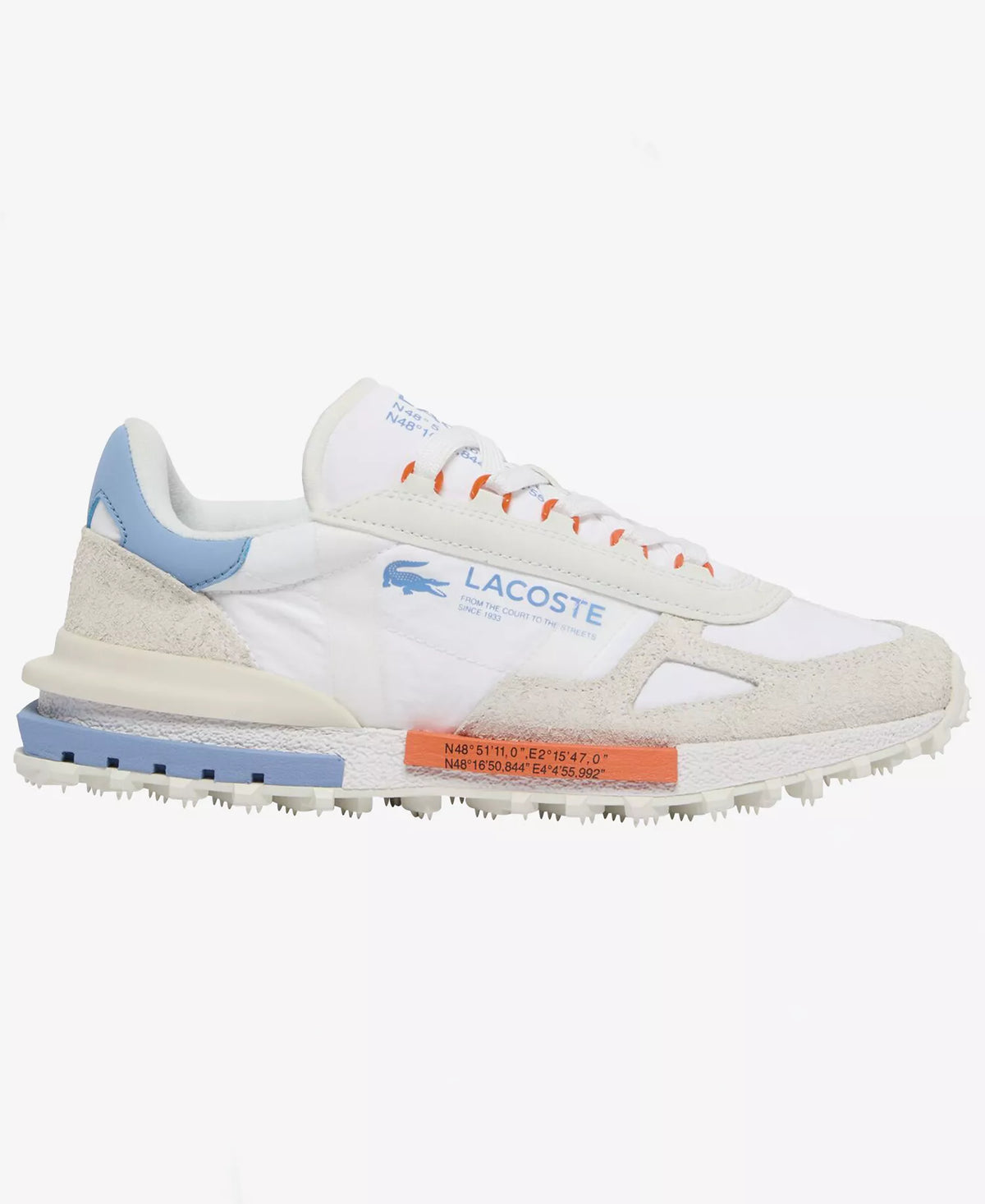 Lacoste Men's Elite Active Lace-Up Sneakers   White/Blue Size 9