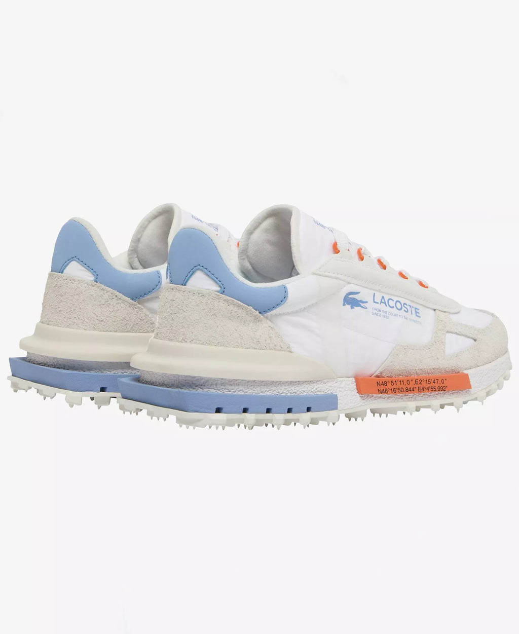 Lacoste Men's Elite Active Lace-Up Sneakers   White/Blue Size 9
