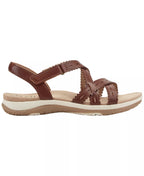 Earth Women's Sanetra Strappy Flat Sandals  Dark Cognac Size 12