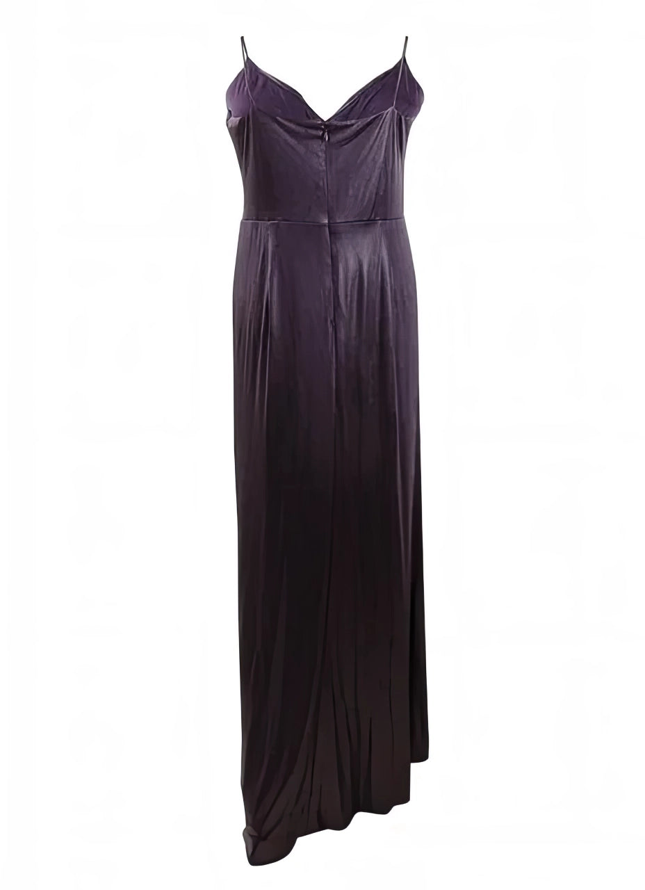 Adrianna Papell Allover Jersey Metallic Heather Knotted Gown  Color Aubergine Size 18