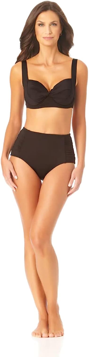 Anne Cole Retro Twist Underwire Bikini Top  Color Black Size 34DD/36D