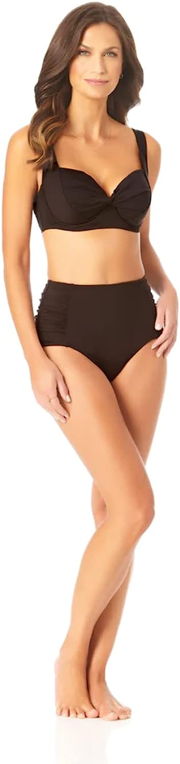 Anne Cole Retro Twist Underwire Bikini Top  Color Black Size 34DD/36D