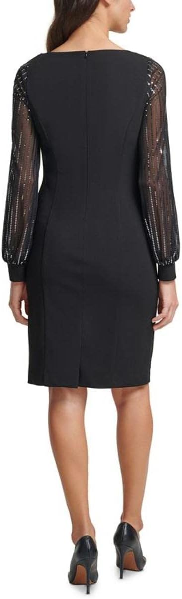 Jessica Howard Petite Chiffon-Sleeve Sheath Dress  Color Black Size 14P