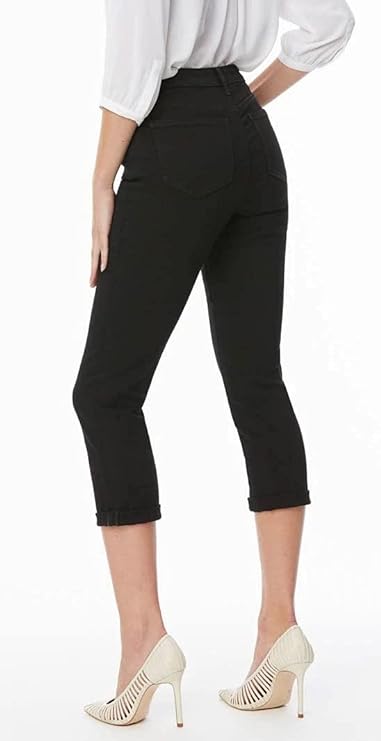 NYDJ Women's Roll-Hem Chloe Cropped Capri Jeans  Color Black Size 0