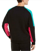 INC Internatonal Concepts Men's Holographic Colorblock Pleather Fleece Sweatshirt  Color Black Size XL