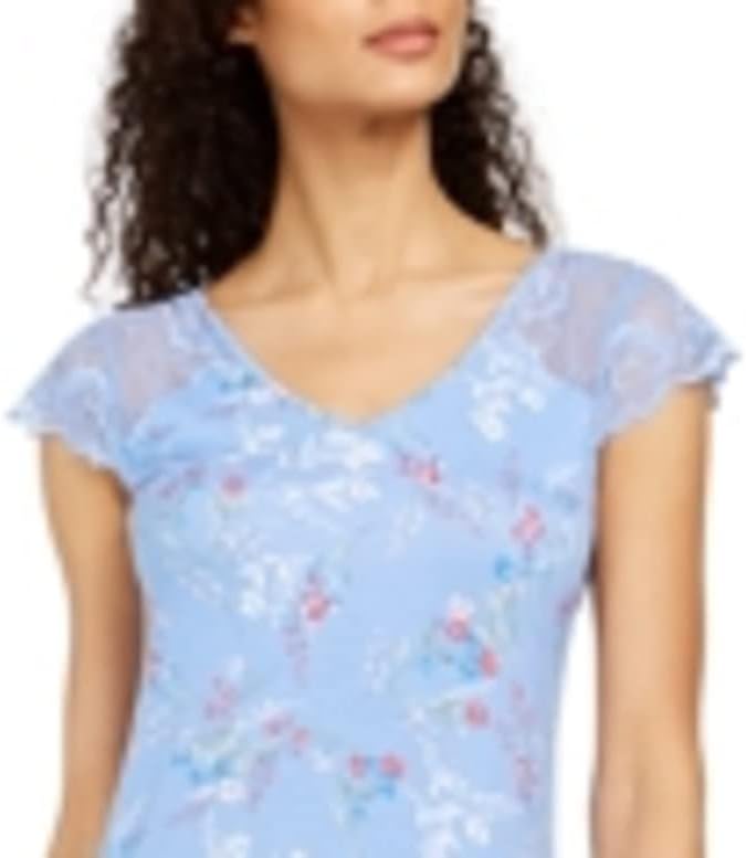 Charter Club Women's Printed Lace Flutter Sleeve Nightgown  Color Wildflower Size 2XL