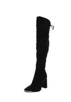 BCBGeneration Women's Abanna Square Toe Thigh High Boots  Color Black Microsuede Size 7.5M