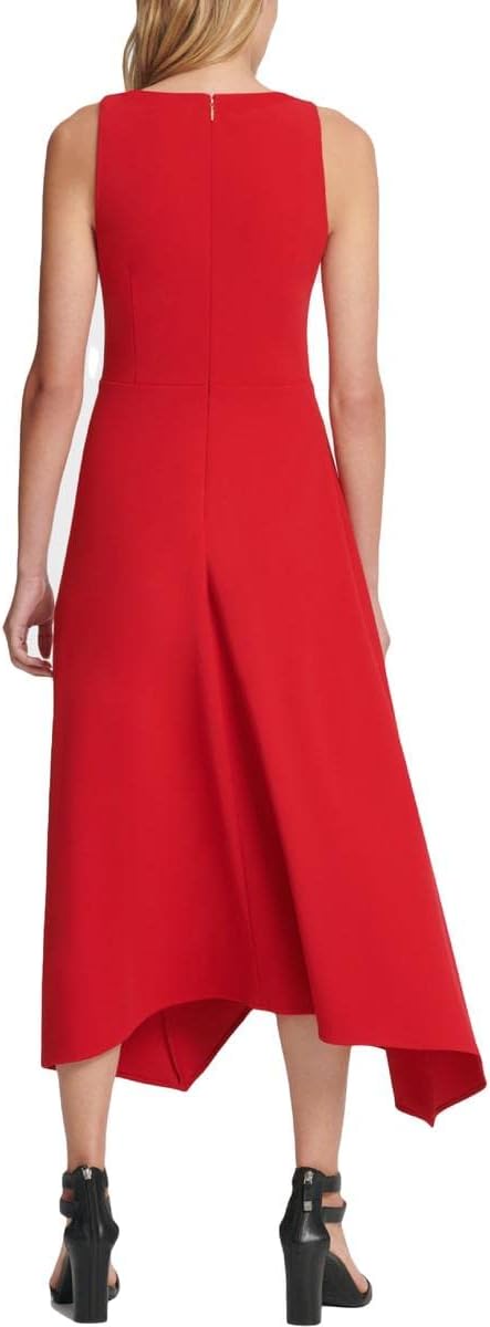 DKNY Women's Knit Long Cocktail & Party Dress  Color Red Size 14