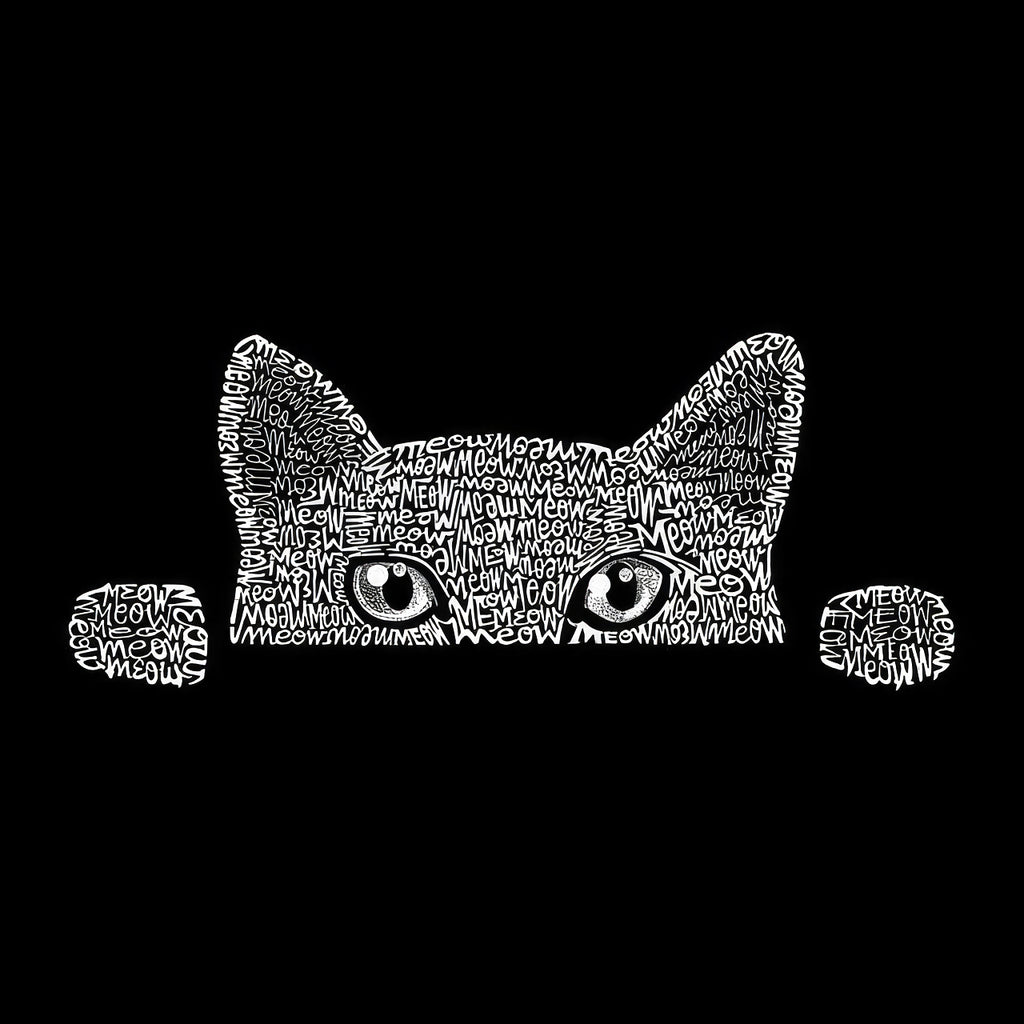 LA Pop Art Women's Word Art Peeking Cat Sweatshirt  Color Purple Size M