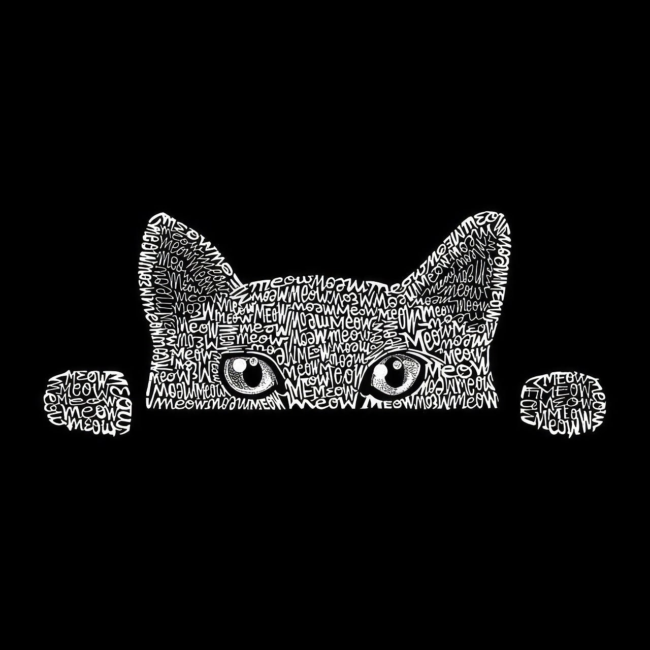 LA Pop Art Women's Word Art Peeking Cat Sweatshirt  Color Purple Size M