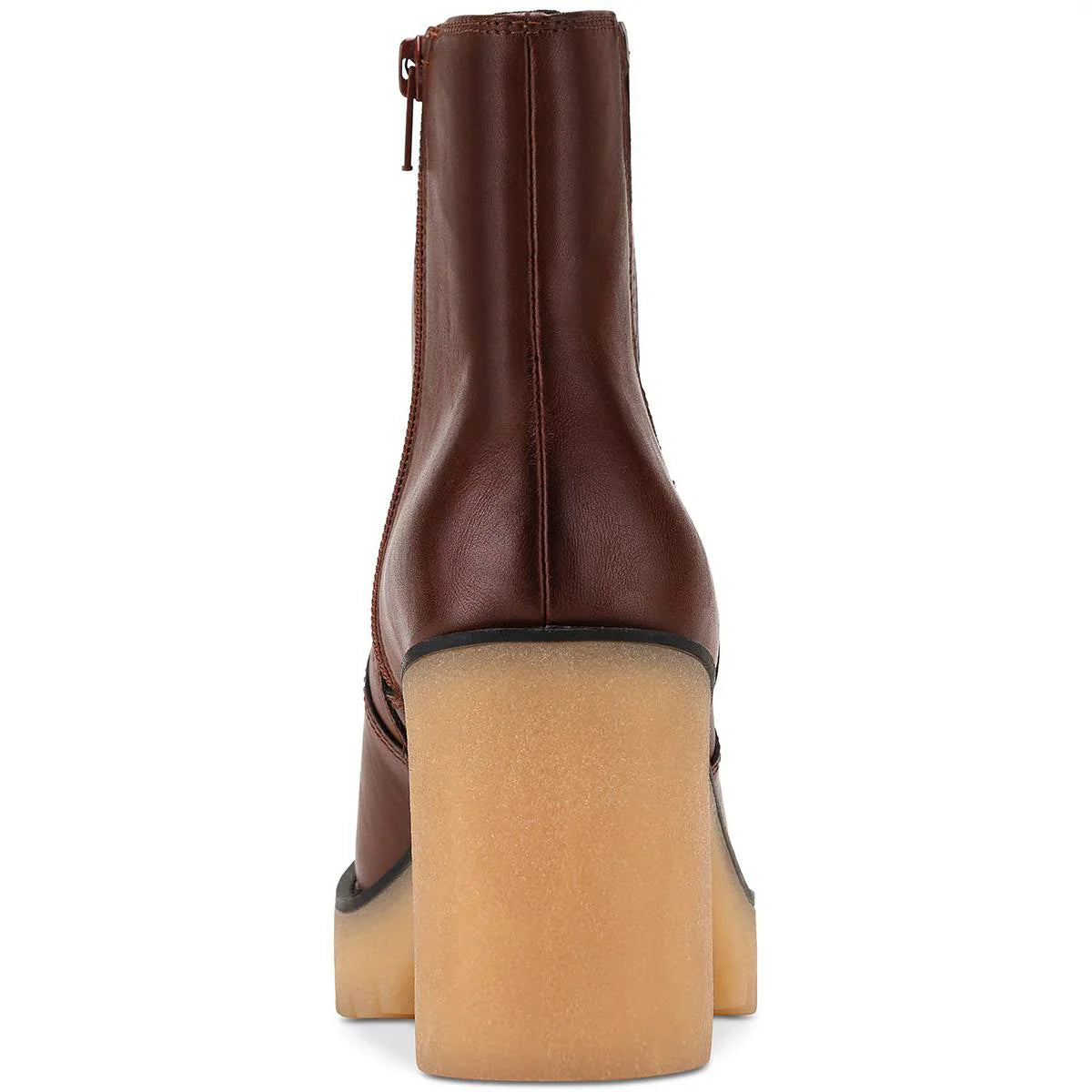 Sun + Stone Women's Lennii Lug Sole Booties  Color Mahogany Size 5M