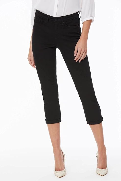 NYDJ Women's Roll-Hem Chloe Cropped Capri Jeans  Color Black Size 0