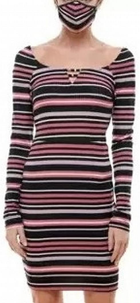 Planet Gold Juniors' Striped Short Sweaterdress  Color Pink Multi Size M