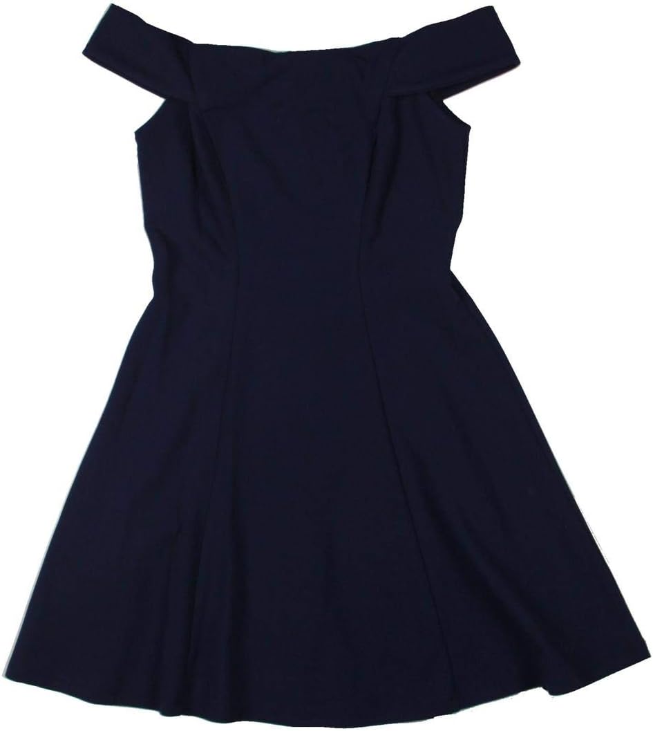 Teeze Me Juniors Off-The-Shoulder A-Line Mini Dress  Color Navy Size 3/4