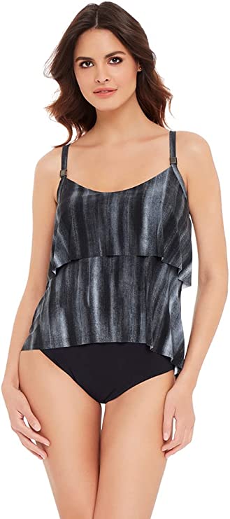 Magicsuit Muse Grace Soft Cup Adjustable Strap Tankini Top  Black Multi Size 10