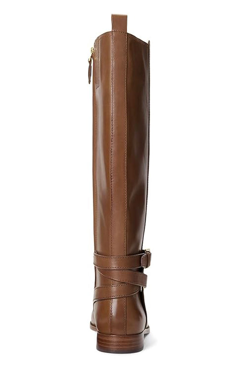 Lauren Ralph Lauren Women's Blayke Buckled Riding Boots  Deep Saddle Tan Size 5.5