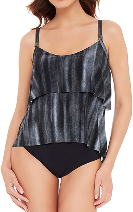 Magicsuit Muse Grace Soft Cup Adjustable Strap Tankini Top  Black Multi Size 10