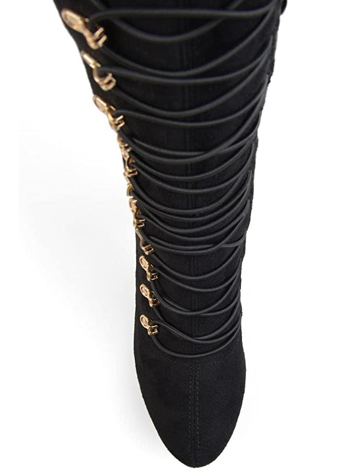 Brinley Co. Women’s Trill Vintage Almond Toe Over-The-Knee Boots  Color Black
