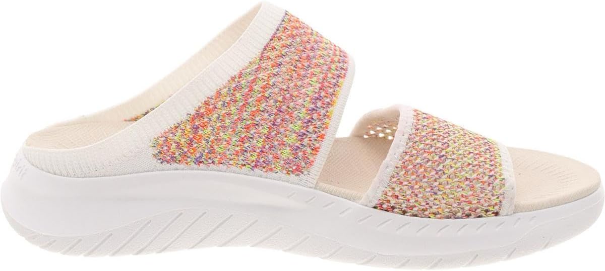 Easy Spirit Women's Davera Open Toe Slip On Slide Sandal  Rainbow Multi/White Size 8