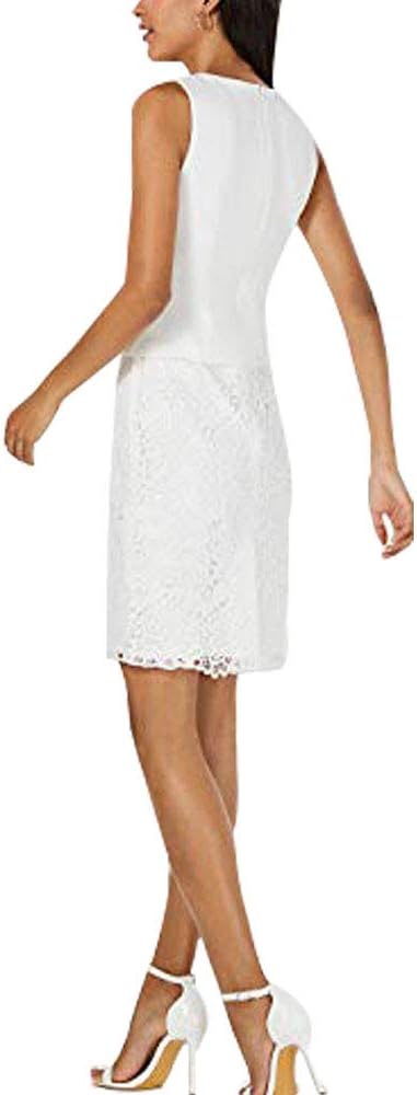 Taylor Dresses Petites Sleeveless Lace Sheath Dress  Color White Size 4P