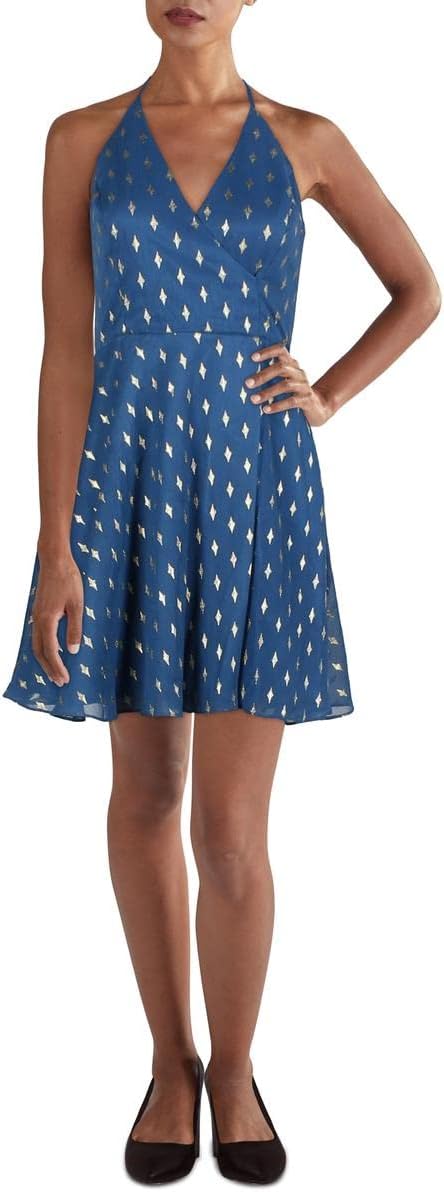 Blondie Nites by Stacy Sklar Juniors Metallic Halter Mini Dress  Color Blue Size 7