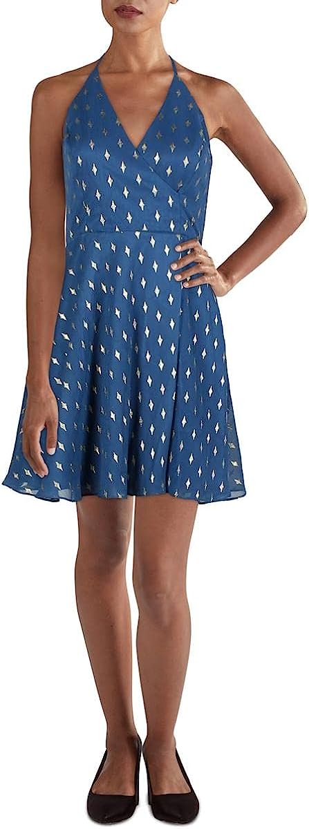 Blondie Nites by Stacy Sklar Juniors Metallic Halter Mini Dress  Color Blue Size 11