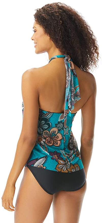 Coco Reef Tropical Cascade Bra Sized Crop Tankini Top  Color Dark Turquoise Size 36DD