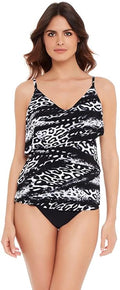 Magicsuit Chloe Tiered Tankini Top  Color Black/White Size 8